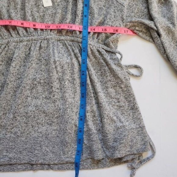 NWT CASLON Womens Sweater SZ S Gray Peplum Drawstring Soft Stretch Long Sleeve - Picture 5 of 8